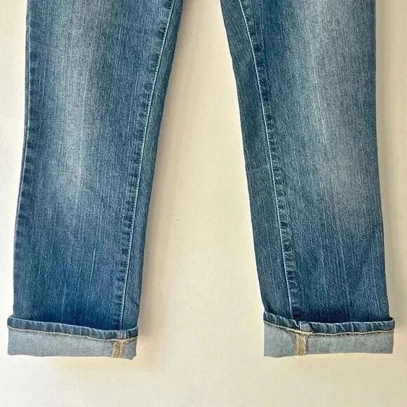 Y2K American Eagle Limited Blue Issue Cropped Jeans Women’s 2 Reg Pink Stitch - Picture 5 of 14